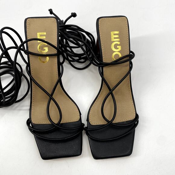 EGO black lace up wrap block heels - Picture 2 of 5